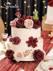 Artificial Flowers Burgundy Pink Fake Flowers for 1 Box Classic Burgundy Pink
