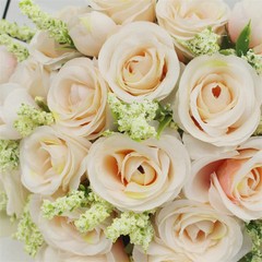 White Silk Rose Bridal Bouquet Handmade Artificial Wedding Flowers Bride Decor