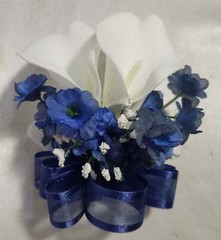 Ivory Navy Blue Calla Lily Bridal Wedding Bouquet Accessories