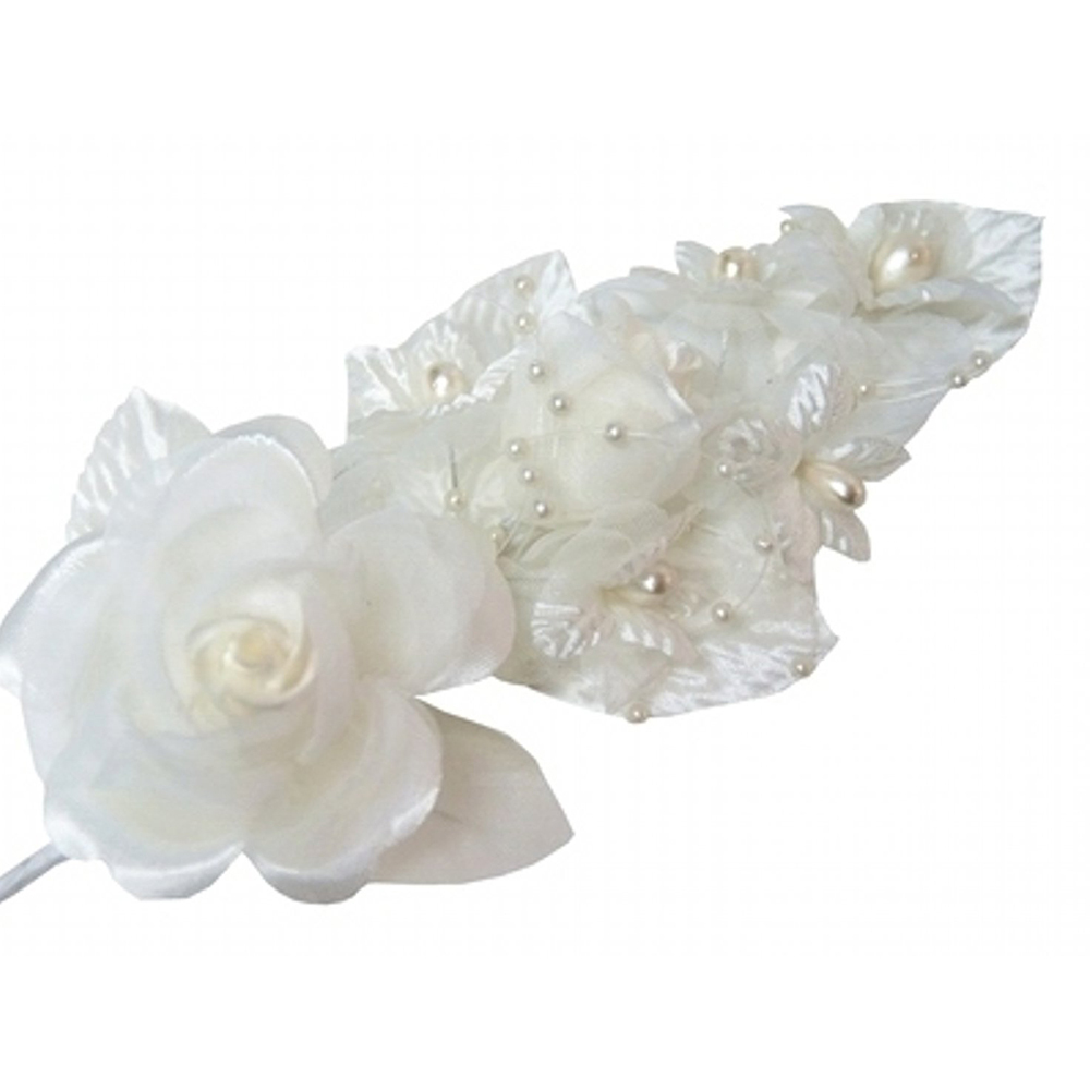 3 Ivory Silk Satin Pearl Corsage & rose pearl & organza