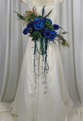 Peacock Blue Beautiful Faux Silk Wedding Bouquet