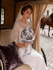 Rhinestone Satin Bridal Bouquet Crystal Wedding Tossing Artificial Flower