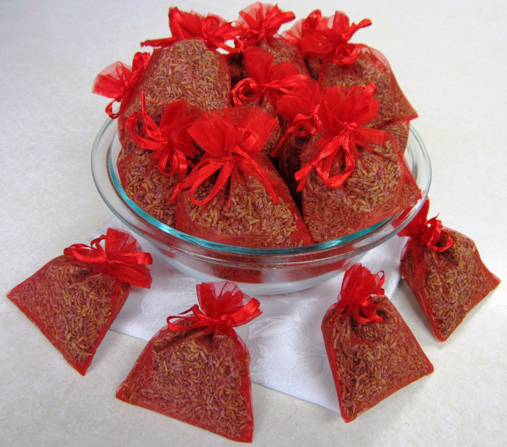 Set of 30 Lavender Sachets made with Red Organza Bags