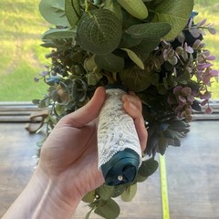 Bridal Wedding Bouquet Budget Friendly Handmade Faux Florals Blue Purple Green
