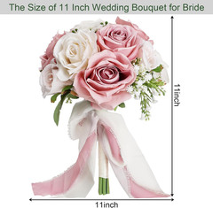 Wedding Bouquet for Bride – Premade Simple Artificial Roses Flowers for Bridal S