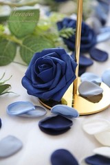 300 Satin Rose Petals in Navy Blue – Perfect for Weddings & Table Centerpieces
