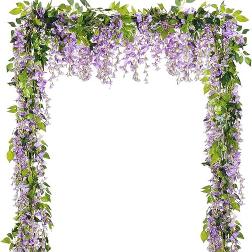 5 Pcs Wisteria Garland Artificial Flower Arch Floral Garland Decor Fake Purple