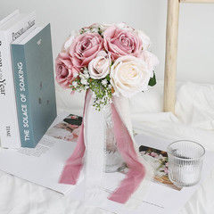 Wedding Bouquet for Bride – Premade Simple Artificial Roses Flowers for Bridal S