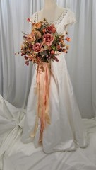 Dusty Autumn Ribbons and Rose Faux Silk Bridal Bouquet