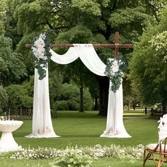 Artificial Wedding Arch Flowers Kit (Pack of 4) with 21 Ft. Draping Fabric, Whit
