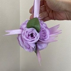 Set Of 6 Light Purple Artificial Flower Ball Hanging Decoration