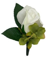 Formal Corsage & Boutonniere Very Realistic Artificial Rose White Faux Flower