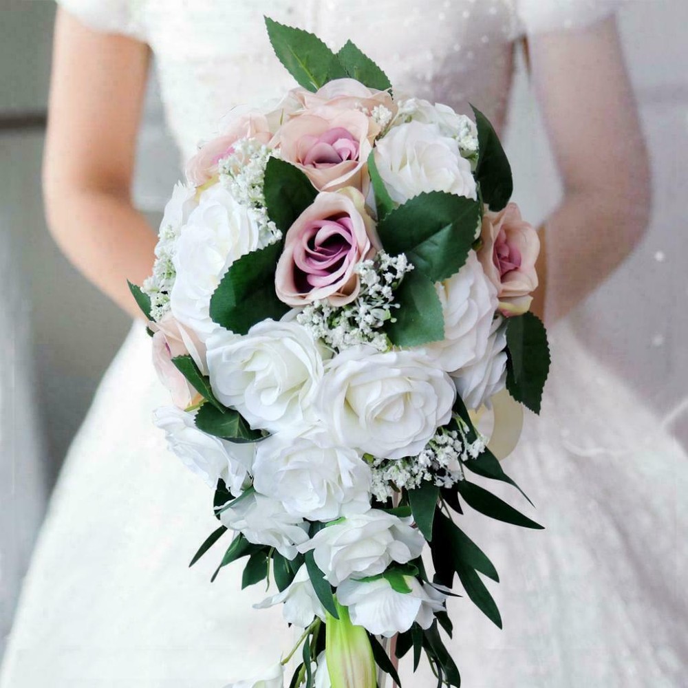 Wedding Bride Bouquet Hand Tied Flower Decor Holiday Supply Realistic Bouquet