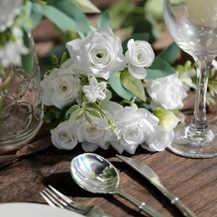 WHITE 4 Bushes 12″ Silk Roses Artificial FLOWERS Bouquets Party Home Decorations