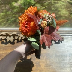 Beautiful Bridal Wedding Bouquet Budget Handmade Faux Flowers Orange Red Yellow