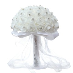 Wedding Bride Hand Tied Artificial Bouquet Rose Festival Bar Party Crystal Decor