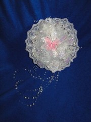 New Stunning Handmade Iridescent white floral and Pink Butterfly Bridal Bouquet