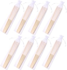 24pcs White Imitated Silk Hand Fan Set Bamboo Folded Fans for Weddings Parties