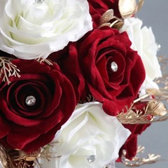 Wedding Romantic Flower Bouquet Artificial White and Wine Red Rose Flowers Props