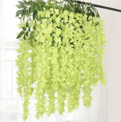3 Pack Of 12 Each Wisteria Hanging Flowers 3.77 Feet Artificial Green New