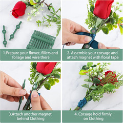 30 Pairs Floral Boutonniere Magnets and 8 Pcs Elastic Pearl Wrist Bands Corsage