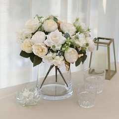 IVORY 2 Bouquets 12″ SILK FLOWERS Assorted Artificial Floral Bushes Party Events