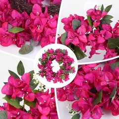 Bougainvillea Artificial Wreaths for Front Door Spring Summer Faux Deep Pink