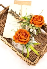 Ansofi Burnt Orange Corsage and Boutonniere Set Artificial Rose Flower Wrist Cor