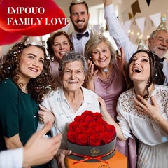 Impouo 16-Piece Preserved Rose Birthday Gifts for Women, Eternal 16 Rose, Red