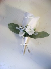 Peach~White~Ivory~Red~Rose~Pin Boutonniere~Satin wrapped stem~Wedding~Prom