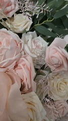 2 pcsWedding Arch Flowers Pink White Artificial Rose 3.9ft x 1.3ft&2.2ft x1.08ft