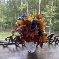 Bridal Wedding Bouquet Lovely Budget Minded Faux Bubble Pearl Blue + Fall Colors
