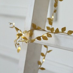 15 ft LED Metallic GOLD Rose Leaves GARLAND Battery Operated Fairy Lights Party