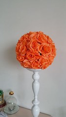 Orange Rose Flower Ball Wedding decoratin Ball Kissing Ball 10 inches
