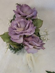 Wedding Bouquet Set – Purple Cream and White with Pearl Accents