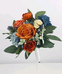 Rinlong 1Pc Fall Wedding Bouquets for Bridesmaids Bride Terracotta Navy Blue…