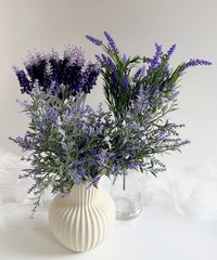 Lavender Artificial Flowers Dusty Purple Bush Deep Purple Lavenders Faux Silk x1