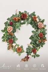 5FT Terracotta Artificial Flower Garland Rose Eucalyptus Leaves Fall Floral G…