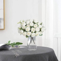 Artificial Flower Ten Head Silk White Rose Bundle Scrapbook Valentine Wedding Ou