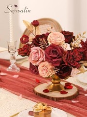 Artificial Flowers Burgundy Pink Fake Flowers for 1 Box Classic Burgundy Pink
