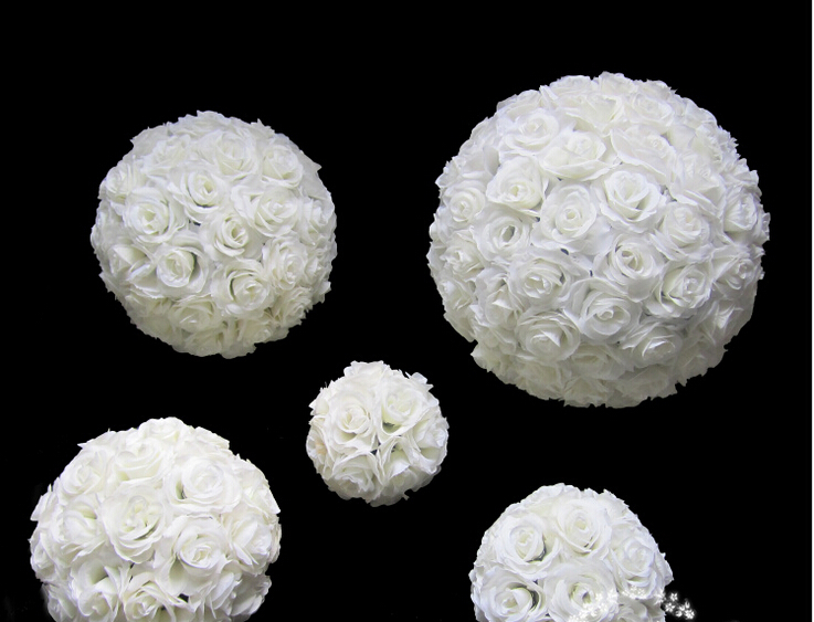 12 Inches White Rose Flower Ball Wedding decoratin Ball Kissing Ball USA