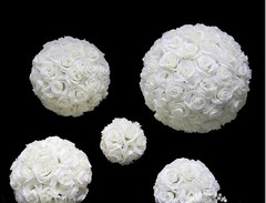 12 Inches White Rose Flower Ball Wedding decoratin Ball Kissing Ball USA