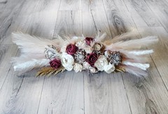 Pampas Grass Bridal Bouquet BOHO Burgundy Sola Wood Tan Cream Ivory Bridesmaid