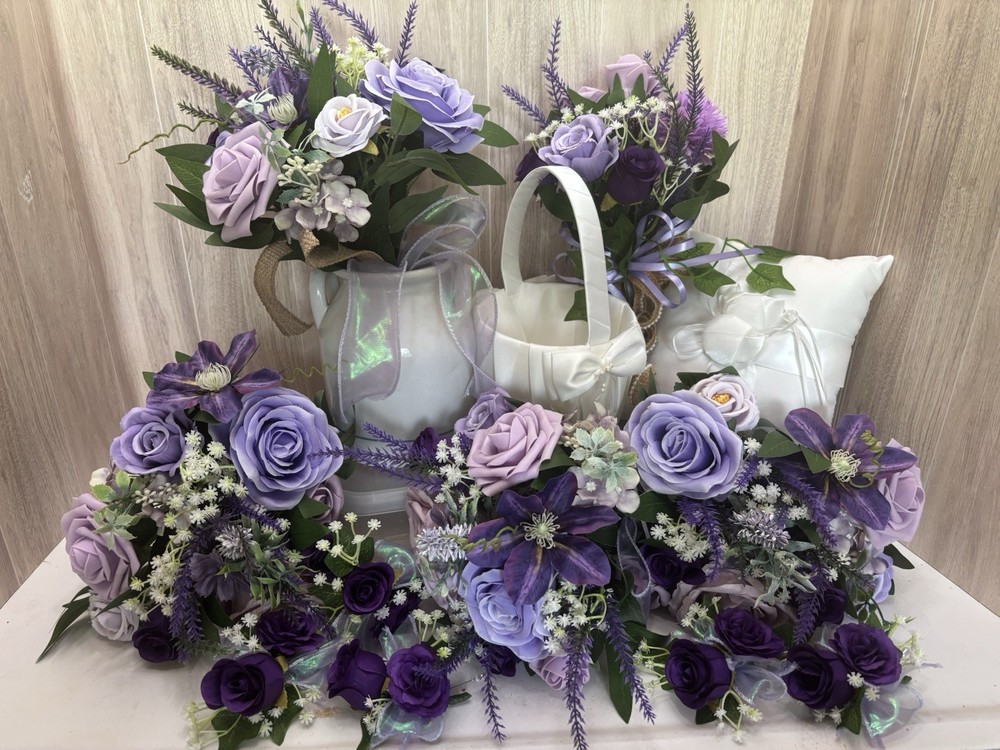 Wedding Shades Of Purple Bridesmaids Groomsmen Flowers Girl Flowers Bouquets Bx6