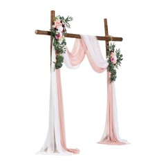 Stunning Pink Floral Arch Kit with 21ft Luminous Sheer Drape 2 Pieces