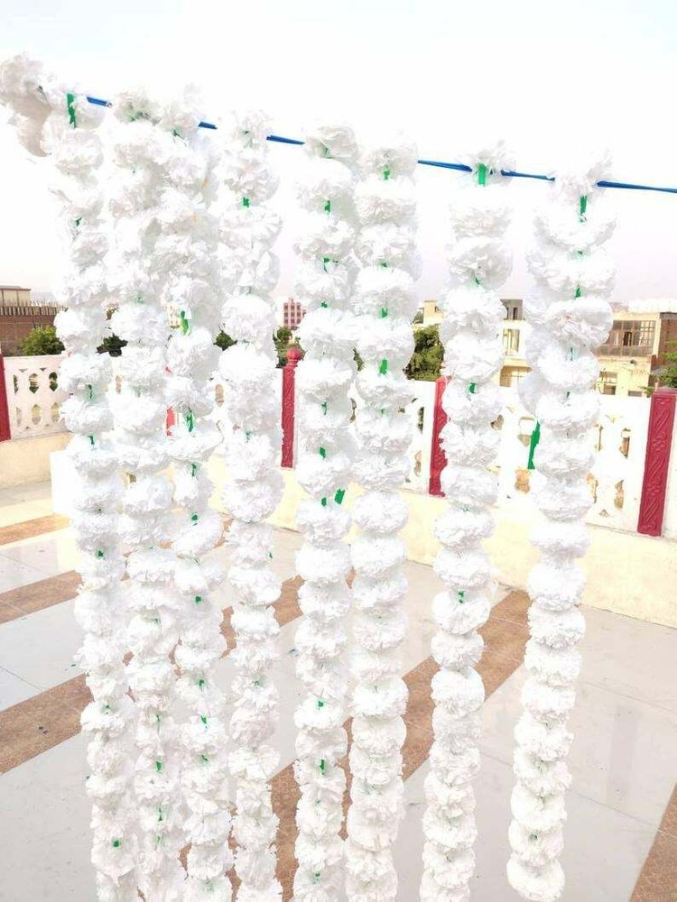 Indian Wedding Flower Home Decor White Garlands Strings Artificial Marigold