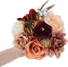 Wedding Bouquets for Bridesmaids Bride Burnt Orange Artificial Dahlia Handmade S