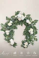 Ling’s Moment Flower Garland – 6FT Eucalyptus & Rose – Sweetheart Table Decor…