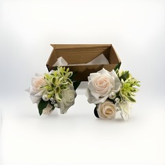 Handmade Rose Pink and White Corsage for Wedding Bridesmaid