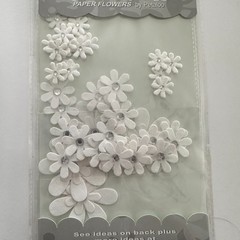 Celebrations Sparkle Paper Flower by Petaloo Jeweled Daisies Wedding White 44 pc